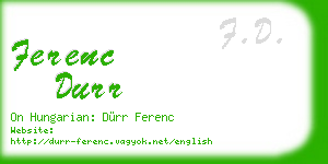 ferenc durr business card