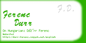 ferenc durr business card